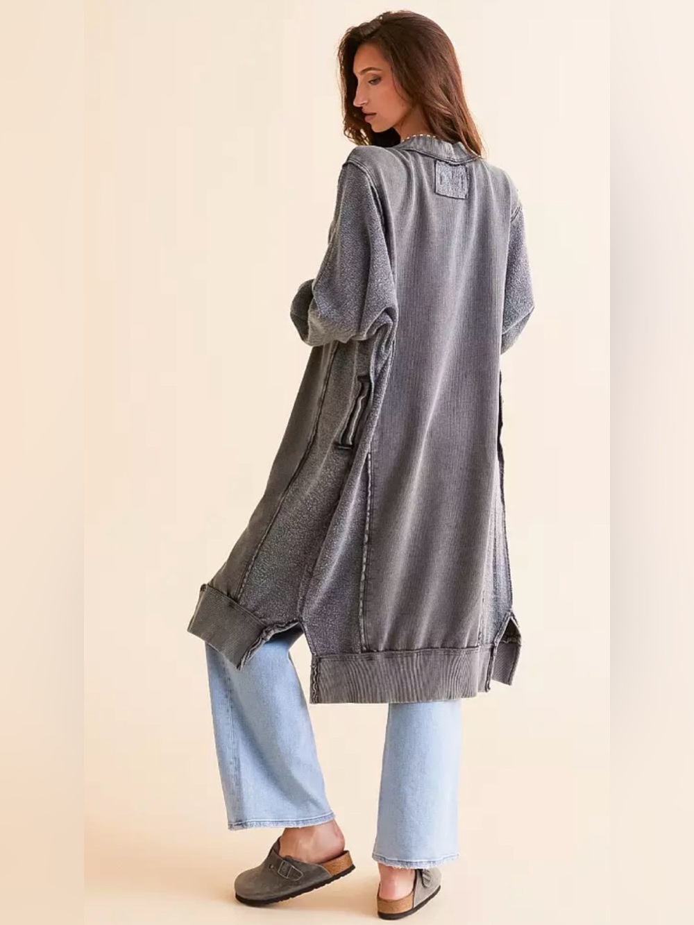 Free People Washed Black Dreamy Blue Cardi - Picture 2 of 6